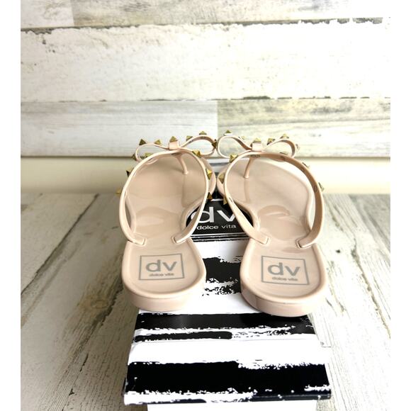 Dolce Vita Women's 8 Sunkissed Blush slip on jelly sandal new gold studded bow - Picture 5 of 7